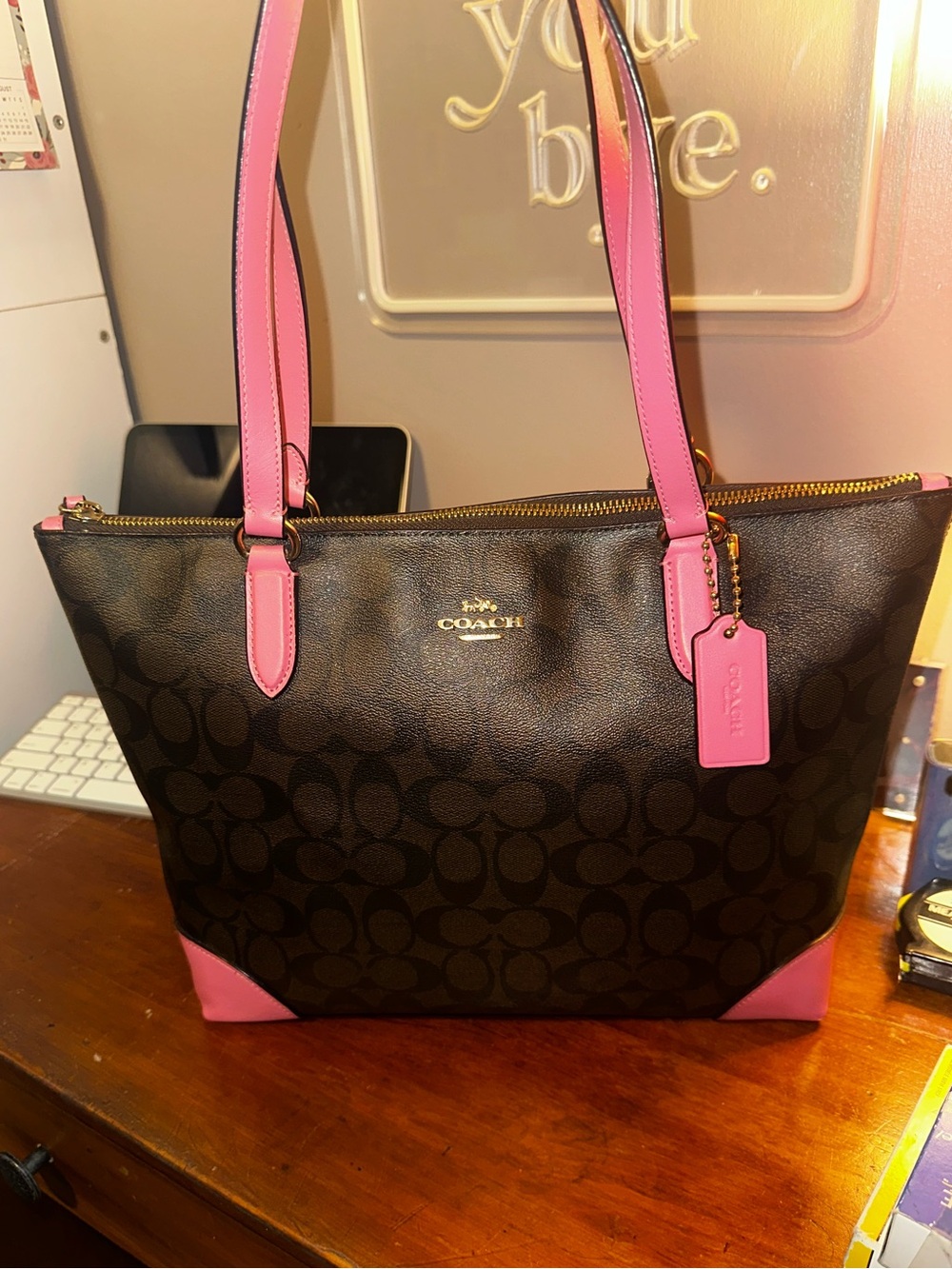 Coach Zip Top Signature Tote